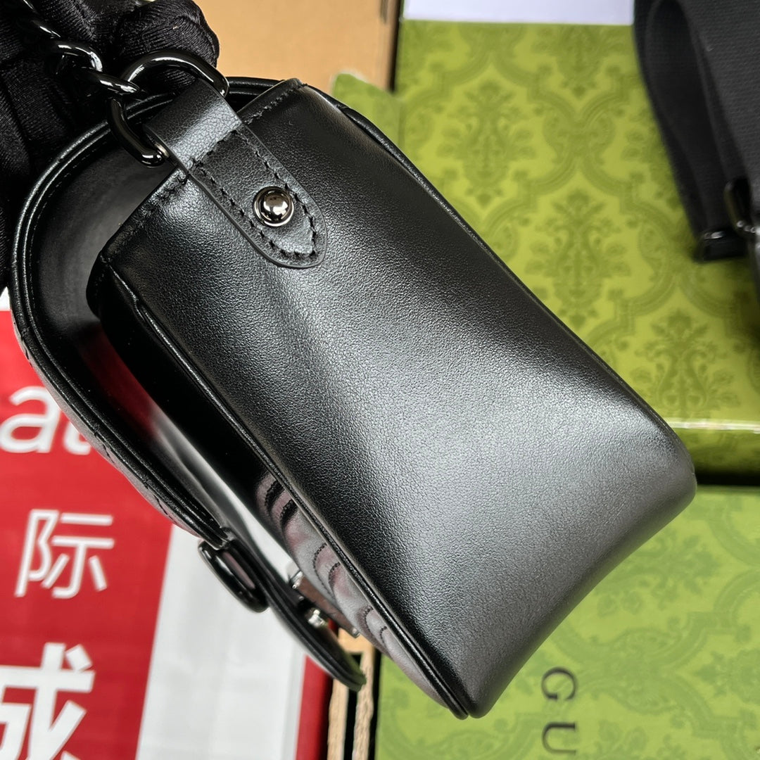gg marmont mini 18cm all black calfskin