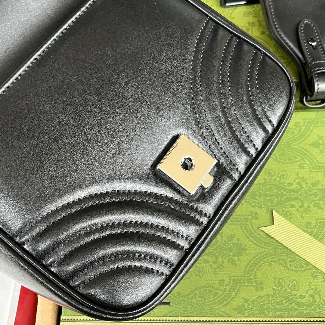 gg marmont mini 18cm all black calfskin