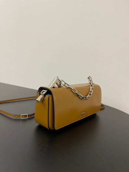 FENDI MINI FIRST SIGHT 23 BAG IN COPPER BROWN CALFSKIN WITH SILVER HARDWARE