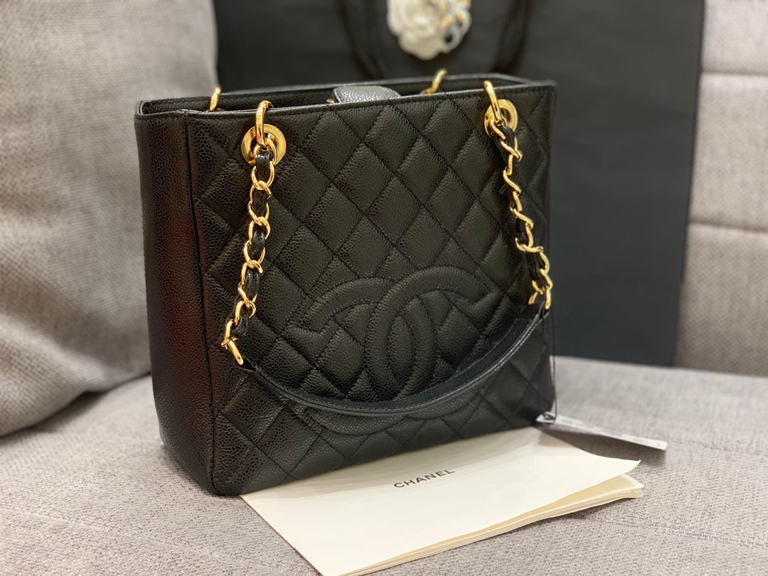 CLASSIC GRAND SHOPPING TOTE BAG 24CM BLACK CAVIAR GOLD HARDWARE