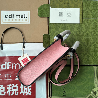 DIANA TOTE BAG 19 IN PINK LAMBSKIN WITH BAMBOO HANDLE