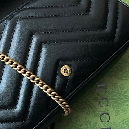gg marmont 21cm black calfskin gold hardware