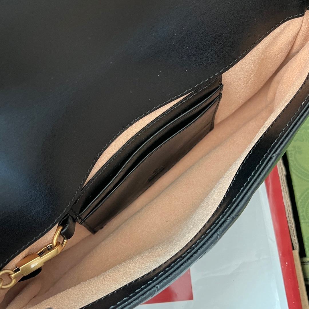 gg marmont 21cm black calfskin gold hardware