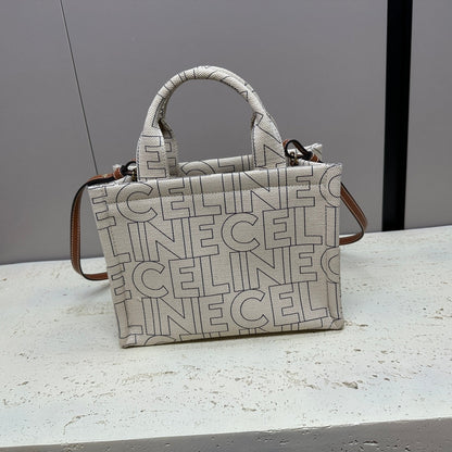 small cabas 26 grey textile multi logo triomphe calfskin