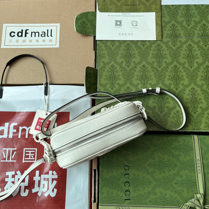gg marmont mini 18cm zip top all white calfskin