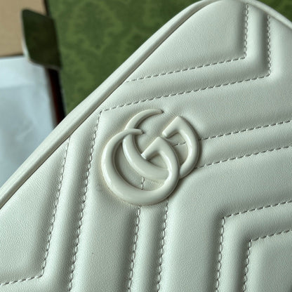 gg marmont mini 18cm zip top all white calfskin