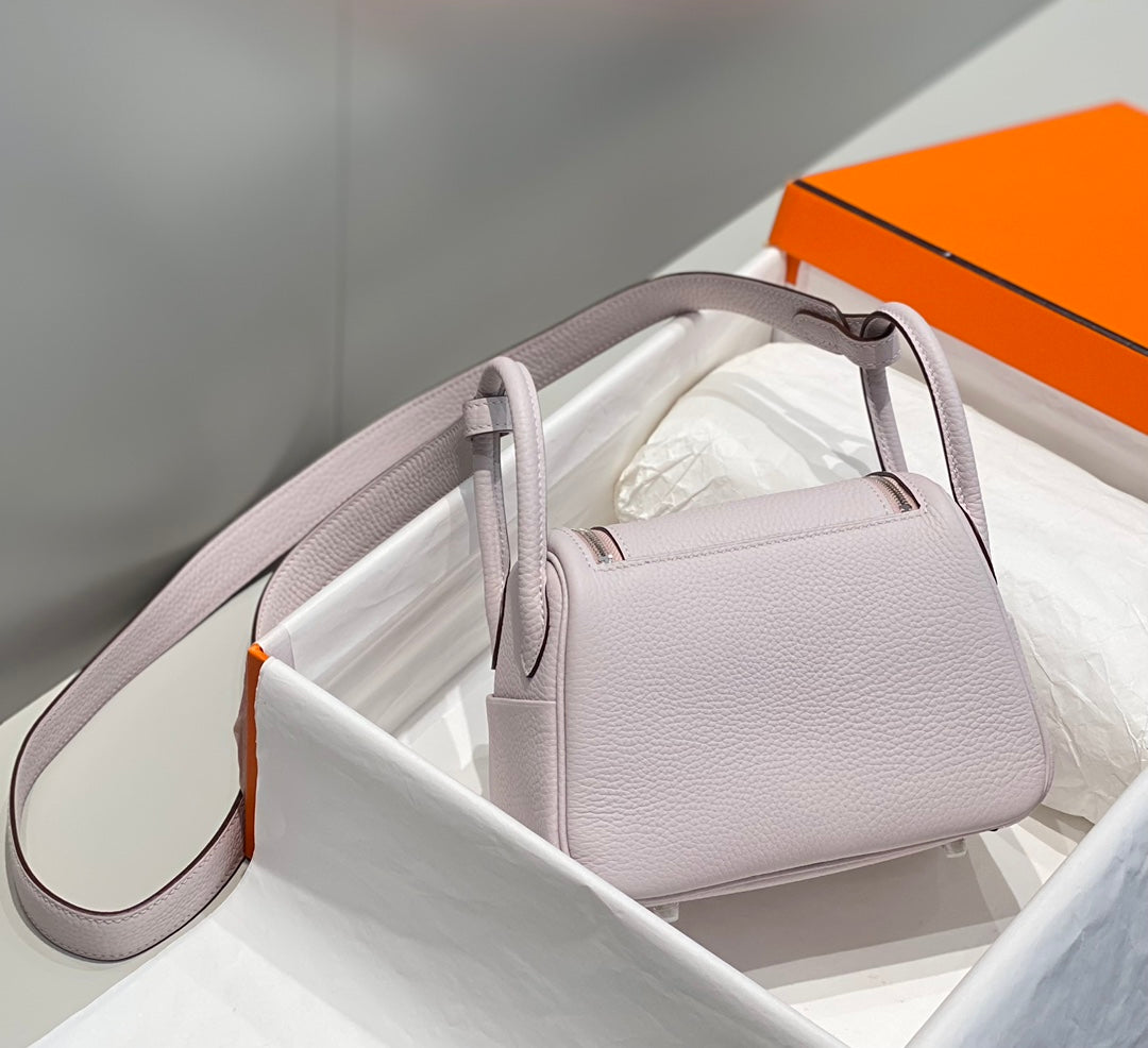 HM Mini Lindy 20cm Light Pink Clemence Leather