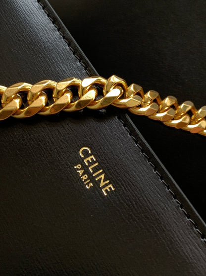 COLLEGE TRIOMPHE 20 BLACK CLAFSKIN GOLD HARDWARE