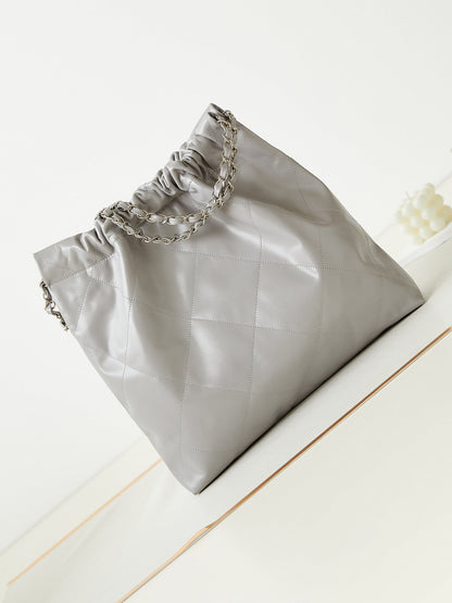 cc 22 hobo grey calfskin silver hardware