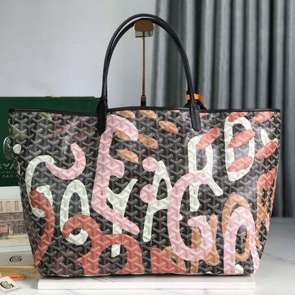 SAINT LOUIS GM BAG 40 IN PINK LETTRES CAMOUFLAGE GOYARDINE CANVAS