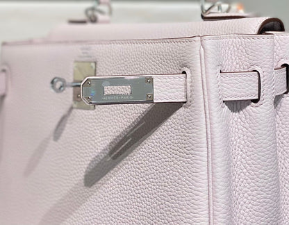 HM KELLY 28CM LIGHT PINK TOGO SILVER HARDWARE
