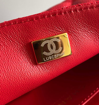 MINI RECTANGLE FLAP BAG 20CM RED CAVIAR GOLD HARDWARE