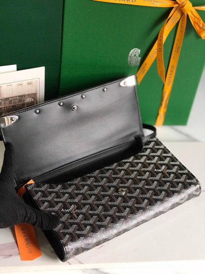 MONTE-CARLO PM CLUTCH 25 IN BLACK GOYARDINE CANVAS