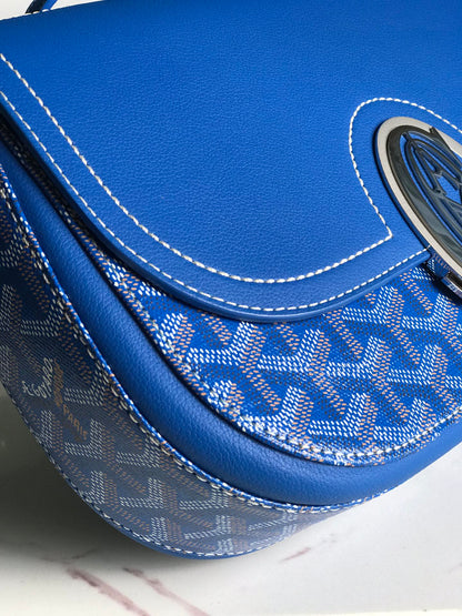 233 BAG 25 IN SAPPHIRE BLUE CALFKIN AND GOYARDINE CANVAS