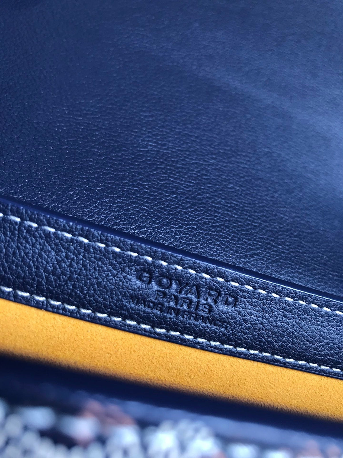 233 BAG 25 IN NAVY BLUE CALFKIN AND GOYARDINE CANVAS