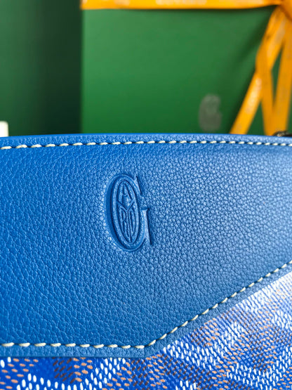 ROUETTE STRUCTURÉ MINI BAG 21 IN SAPPHIRE BLUE GOYARDINE CANVAS AND CALFSKIN