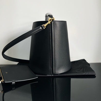 WOOL BUCKET BAG BLACK 24 ORIGINAL CALFSKIN