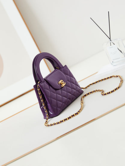 cc 24a nano 19cm kelly shopper bag purple lambskin