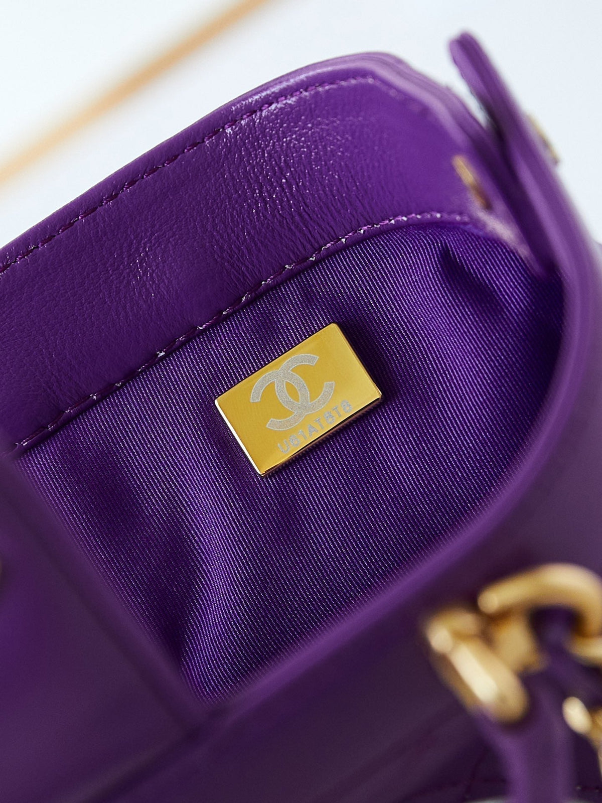 CC 24A Top Handle 18cm Purple Wax Leather Gold Hardware 238467