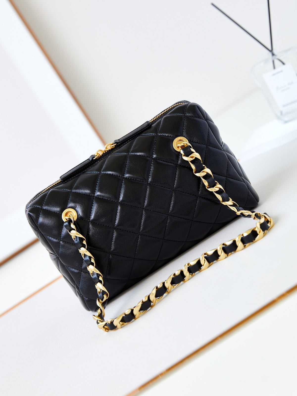 CC 24K Bowling Bag 25cm Black Waxed Lambskin