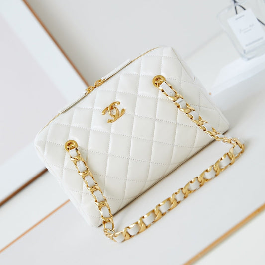 CC 24K Bowling Bag 25cm White Waxed Lambskin