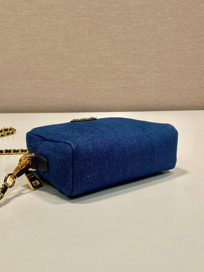 MINI BAG 14 IN AZURE BLUE DENIM GOLD HARDWARE
