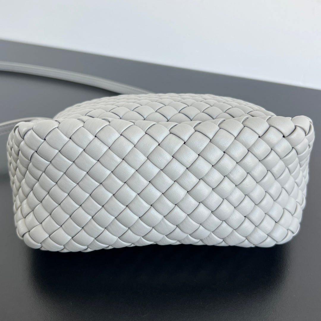 BV Small Cobble Top Handle 23cm Grey Lambskin