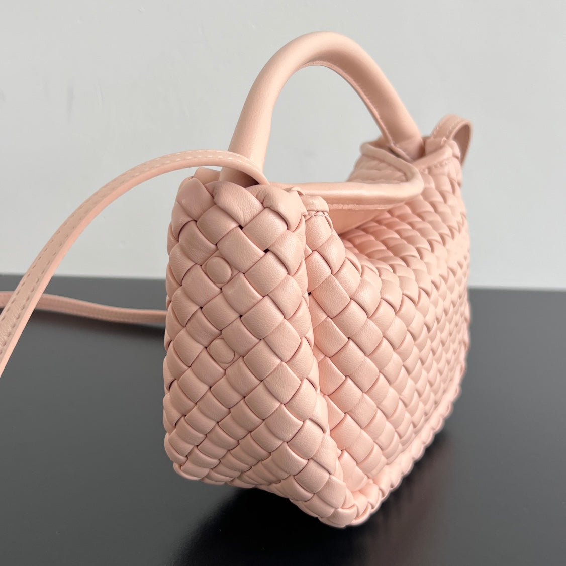 BV Small Cobble Top Handle 23cm Pastel Pink Lambskin