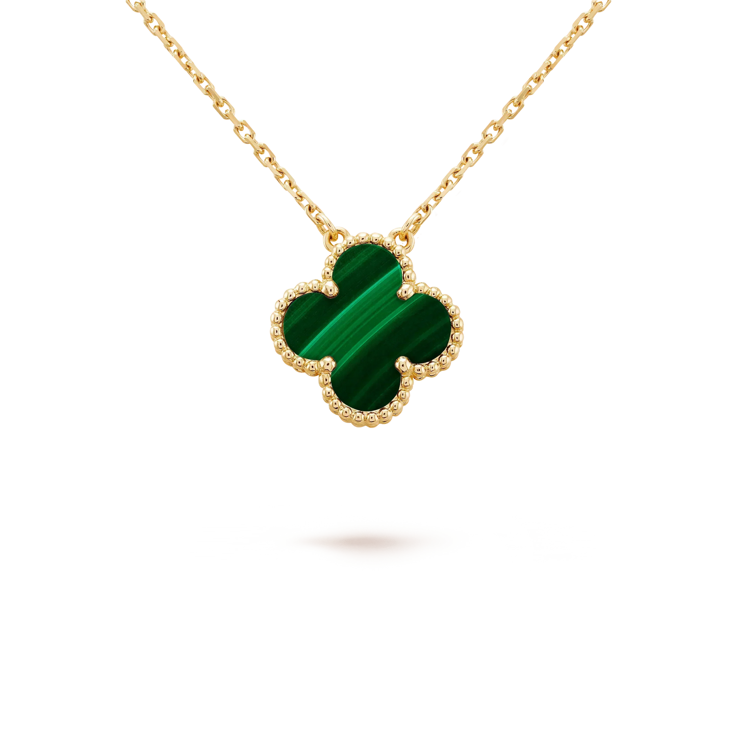 [NOVO]CLOVER 15MM MALACHIT EINZELNE BLÜTEN-HALSKETTE