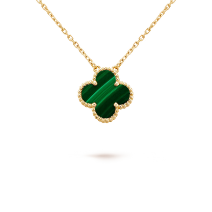 [NOVO]CLOVER 15MM MALACHIT EINZELNE BLÜTEN-HALSKETTE