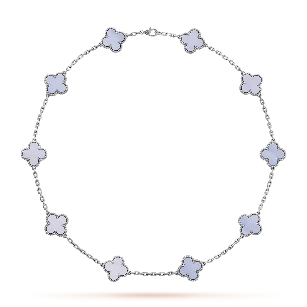 [NOVO]CLOVER 10 MOTIFS BLUE CHALCEDONY HALSKETTE