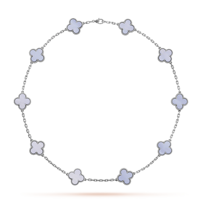 [NOVO]CLOVER 10 MOTIFS BLUE CHALCEDONY HALSKETTE