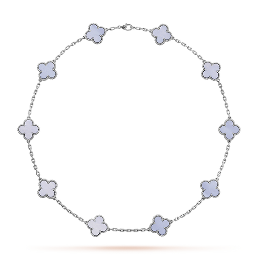 [NOVO]CLOVER 10 MOTIFS BLUE CHALCEDONY HALSKETTE