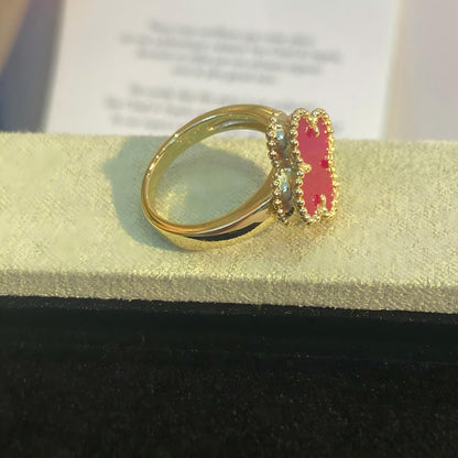 [GALE]NEW CLOVER PINK ENAMEL RINGS