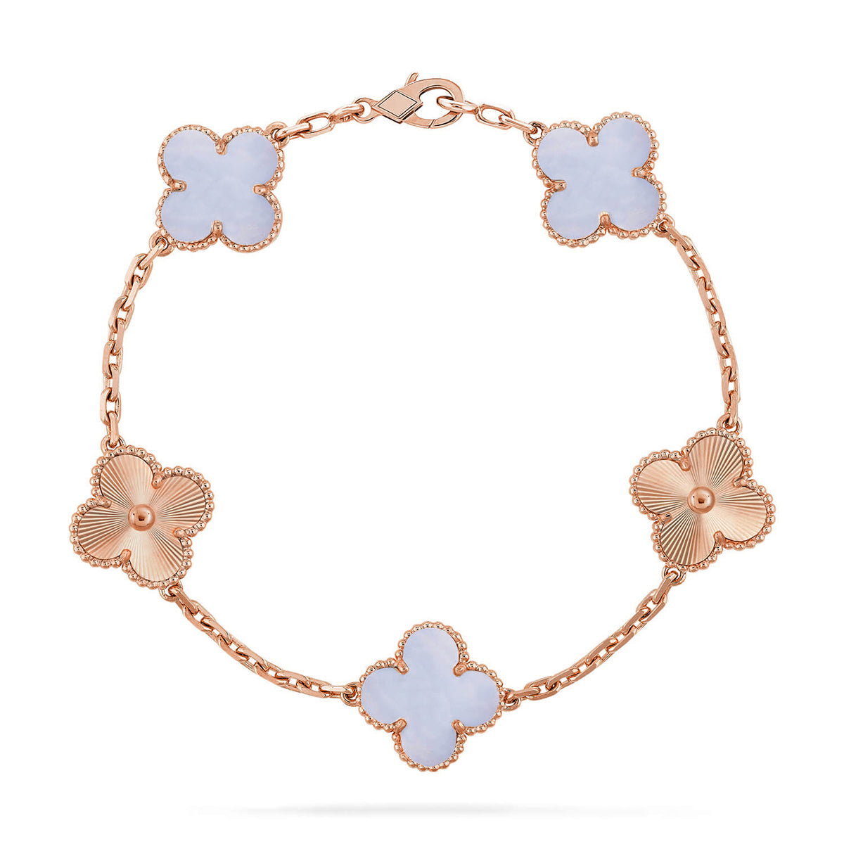 [GALE] CLOVER 5 MOTIF PURPLE CHALCEDONY BRACELET COLLECTION