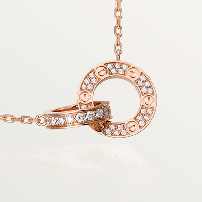 [NOVO] LOVE 7,6 mm Halskette aus Roségold und Silber, komplett mit Diamanten besetzt