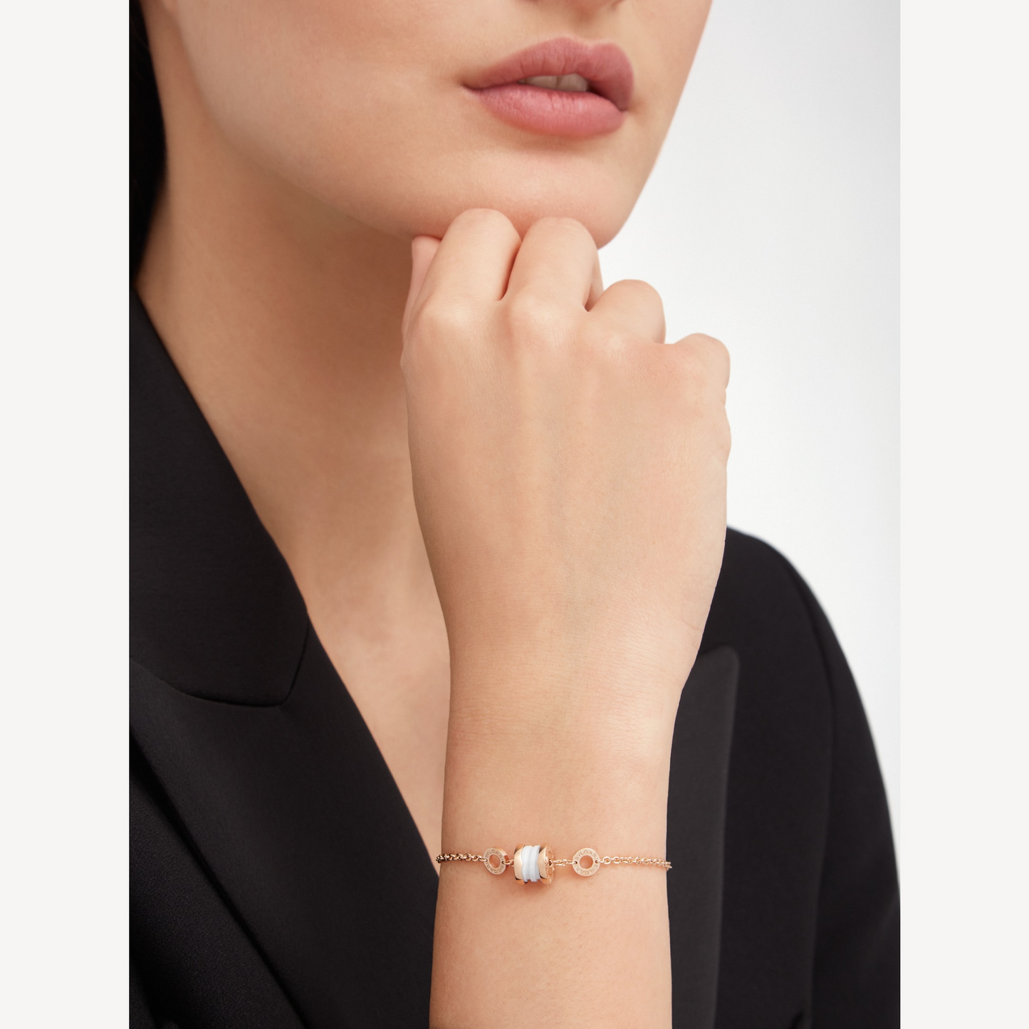[GALE]ZERO 1 SOFT PINK GOLD AND WHITE CERAMIC BRACELET