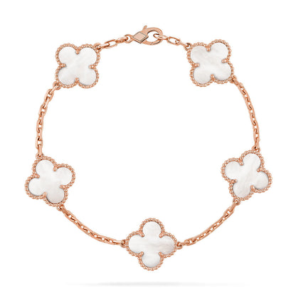 [GALE]CLOVER WHITE PEARL MOP 5 MOTIF BRACELET COLLECTION