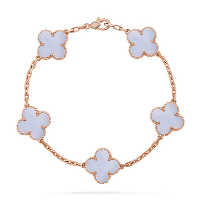 [GALE] CLOVER 5 MOTIF PURPLE CHALCEDONY BRACELET COLLECTION