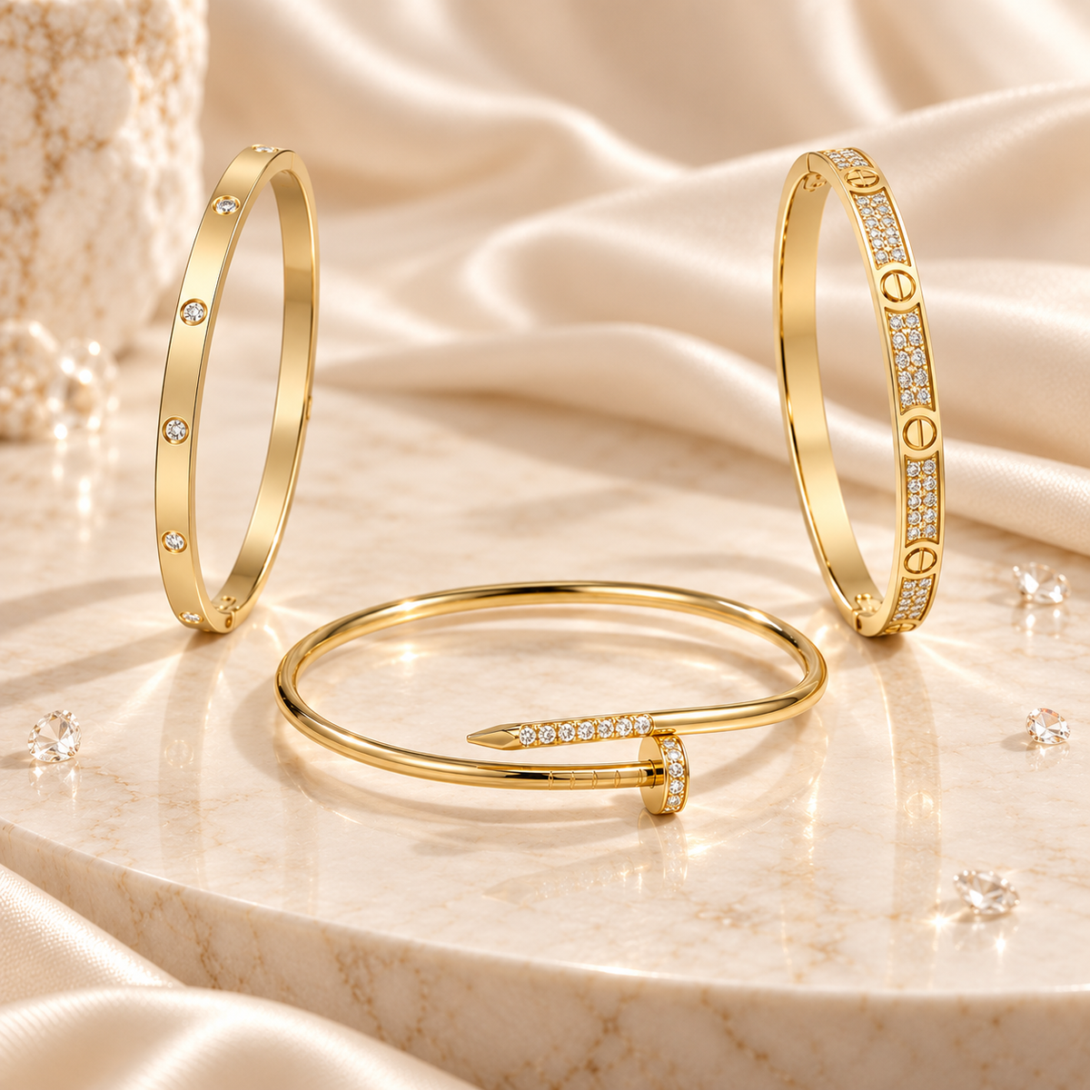 [GALE] JUSTE Diamond & LOVE Diamond Bracelet Stack Set