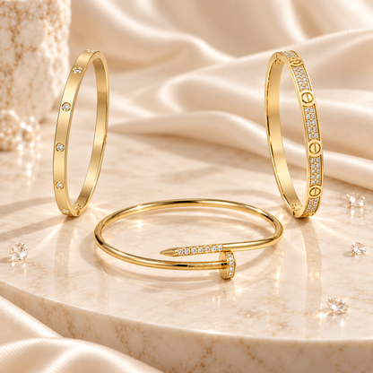 [GALE] JUSTE Diamond & LOVE Diamond Bracelet Stack Set