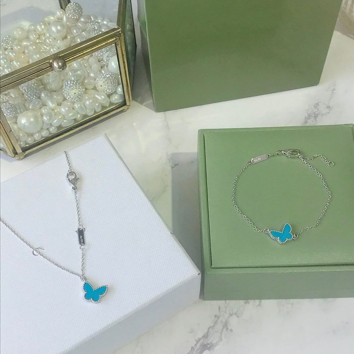 [GALE]BUTTERFLY TURQUOISE BUTTERFLY BRACELET SILVER