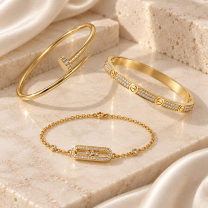 [GALE] LOVE & JUSTE Baby Move Diamond Bracelet Stack Set