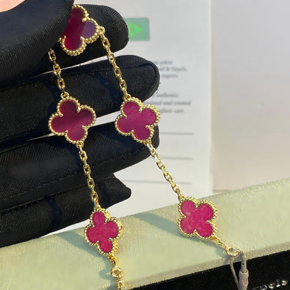 [GALE]NEW CLOVER 5 MOTIFS PINK ENAMEL BRACELET