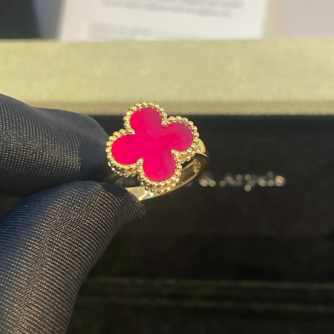 [GALE]NEW CLOVER PINK ENAMEL RINGS