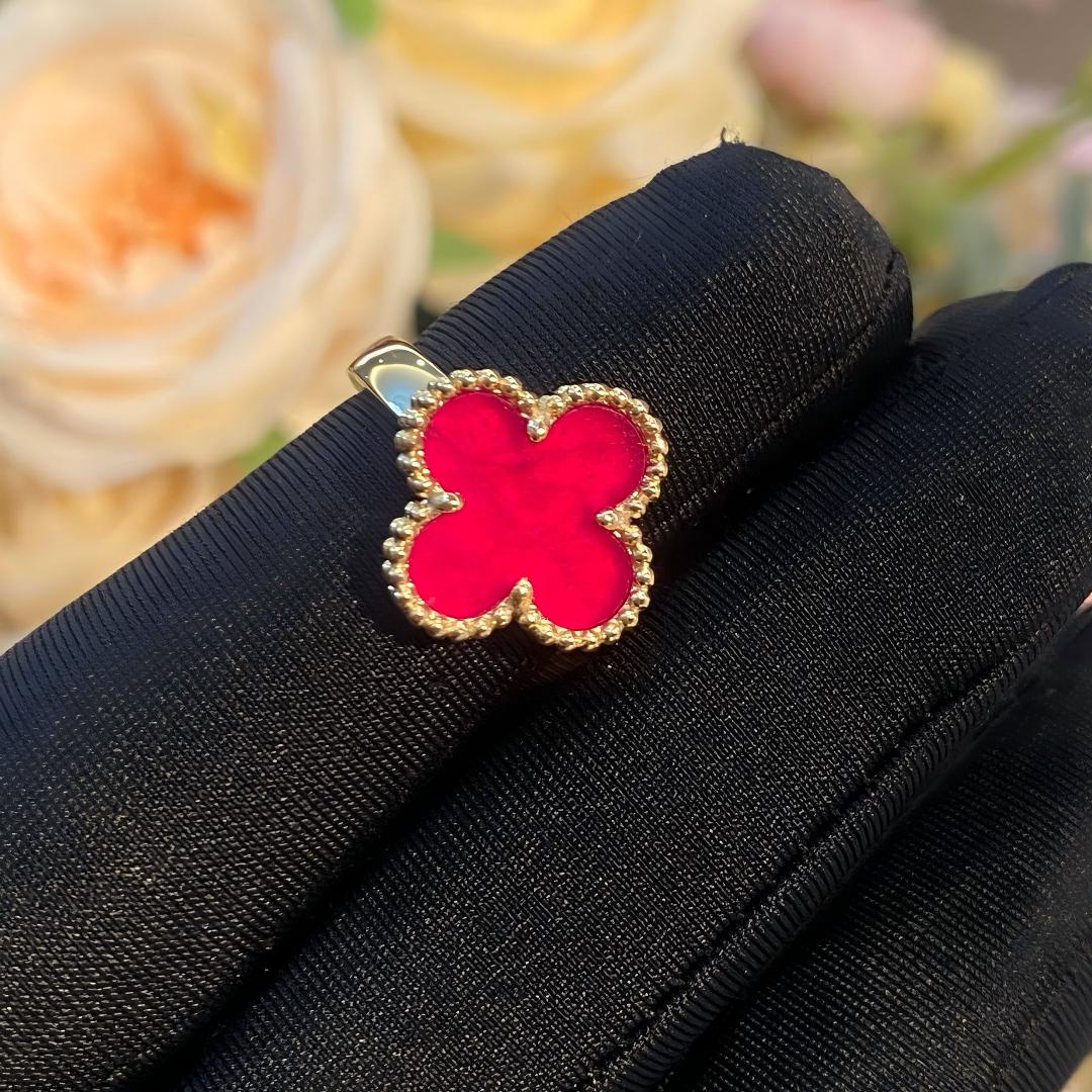 [GALE]NEW CLOVER PINK ENAMEL RINGS