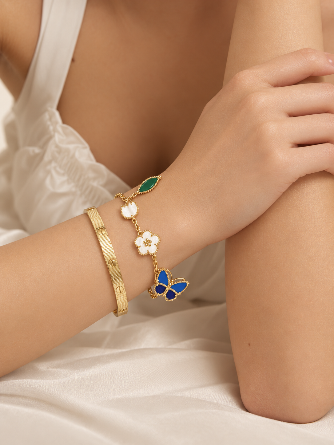 [GALE] Lucky Spring Butterfly 5-Motif & LOVE Unlimited Bracelet Stack Set