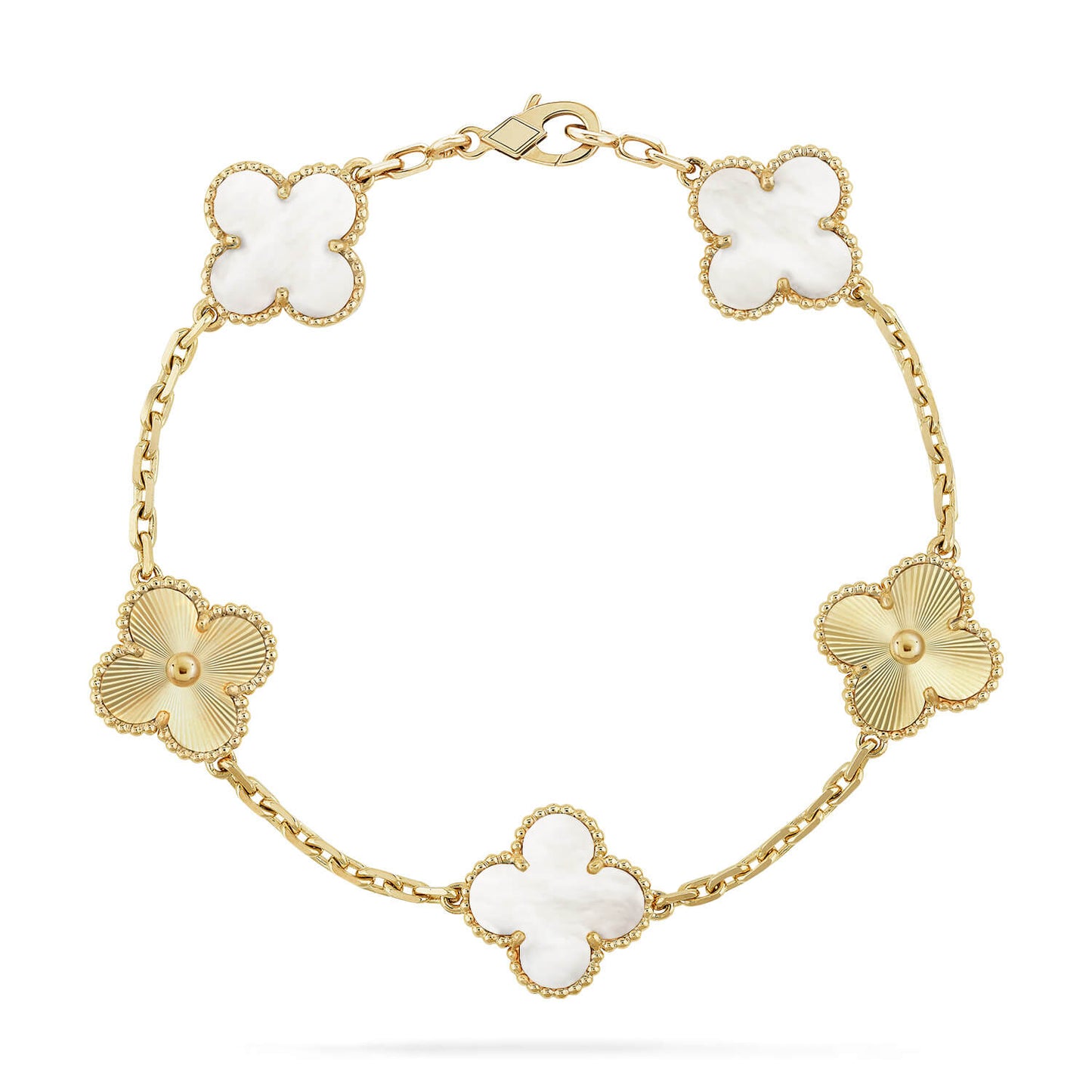[GALE]CLOVER WHITE PEARL MOP 5 MOTIF BRACELET COLLECTION
