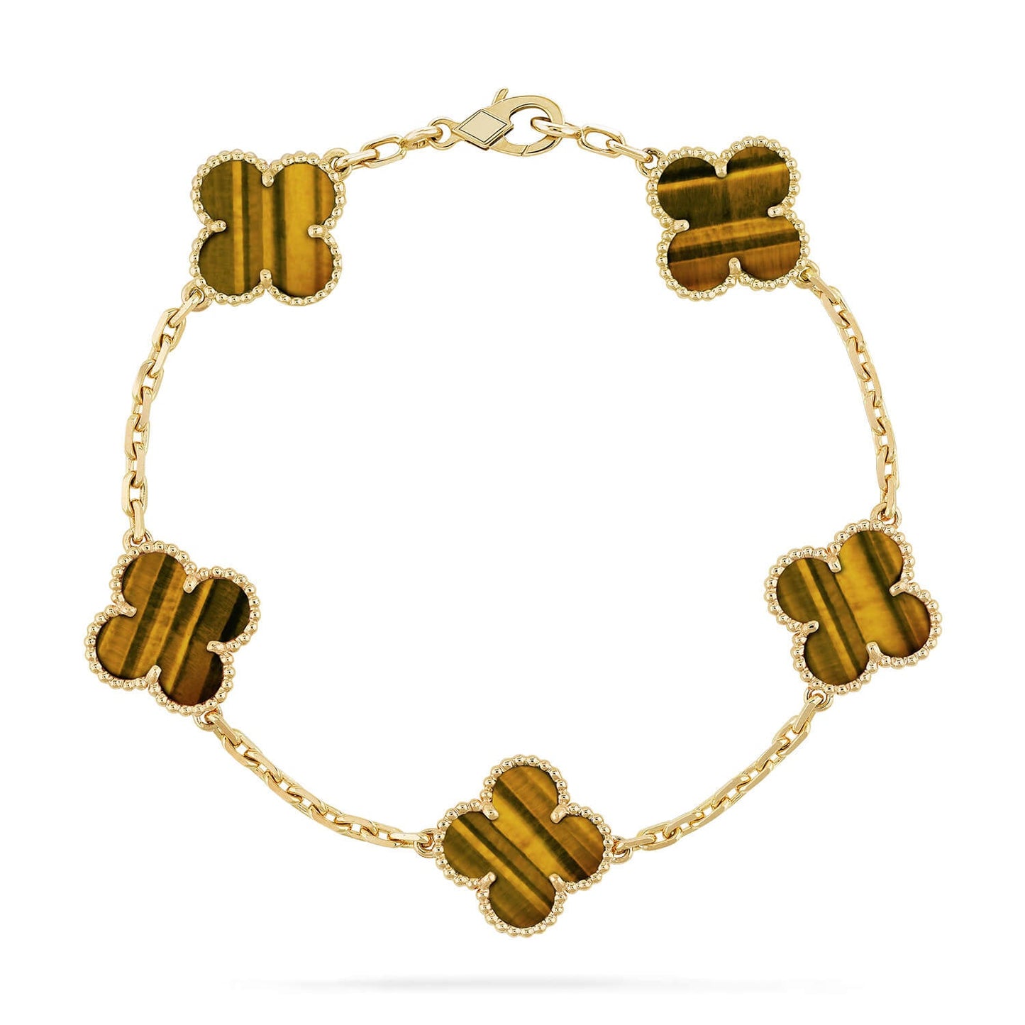 [GALE] CLOVER 5 MOTIFS TIGER EYE BRACELET COLLECTION