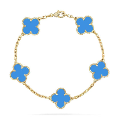 [GALE] CLOVER 5 MOTIF BLUE AGATE BRACELET COLLECTION